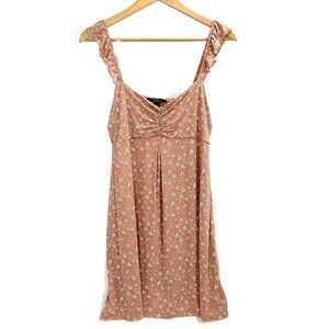 Forever 21 Flutter Strap Floral Mini Slip Dress - Peach/White, Size Large
